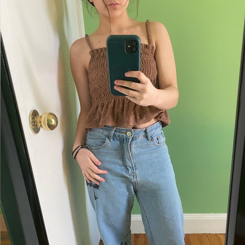 70s style brown crop top